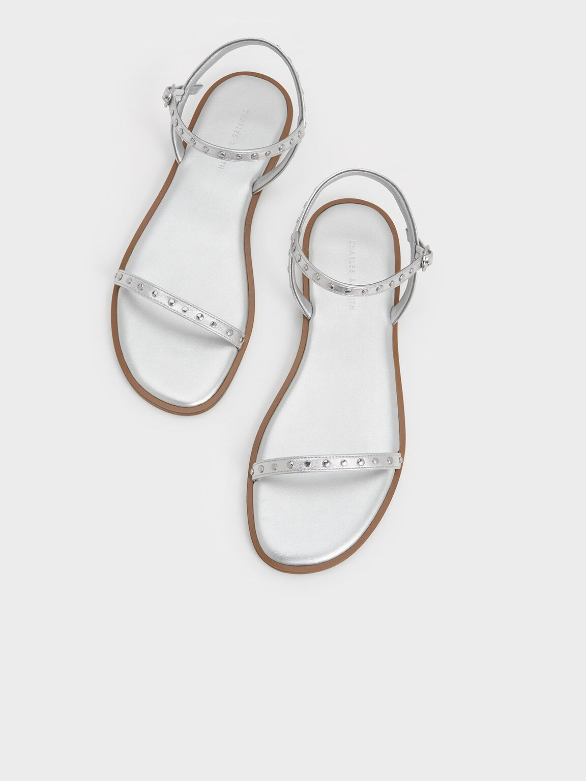Women Metallic Anti-slip Thong Sandals, Glamorous Silver Ankle Strap Flat  Sandals For Summer | SHEIN USA